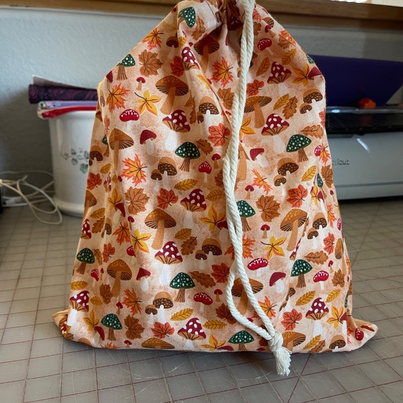 Fall Reusable Cotton Bread Bag with Drawstring + FREE MASON JAR BONNET INCLUDED - Picture 7 of 9